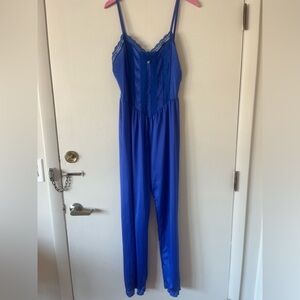 Lady Cameo vintage Jumpsuit PJ’s lingerie M Medium Blue